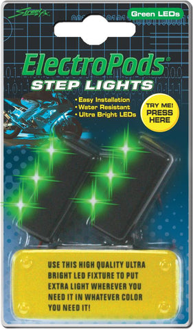 Step Lights Black W-green Led 2-pk