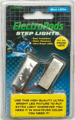 Step Lights Chrome W-blue Led 2-pk