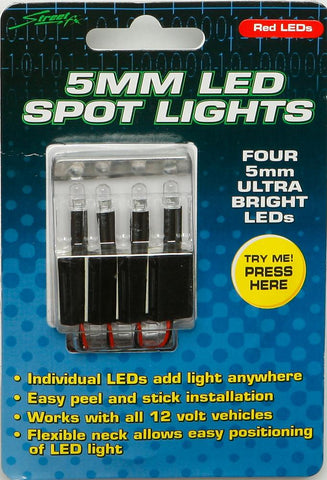 5mm Led Spot Lights Red 4-pk