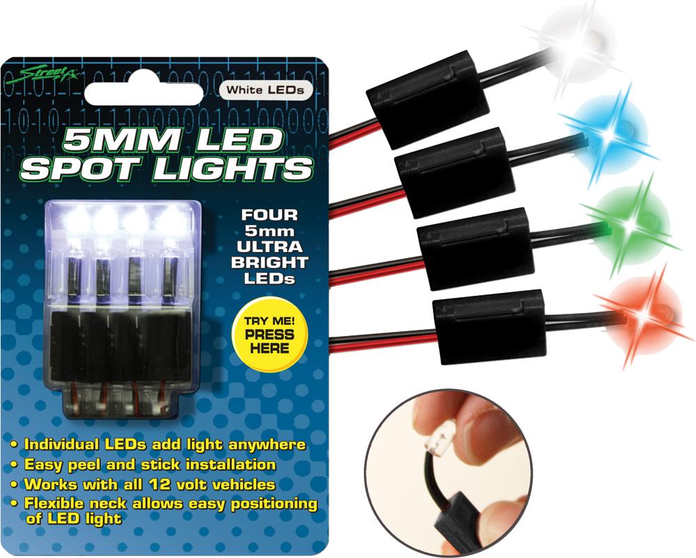 5mm Led Spot Lights White 4-pk
