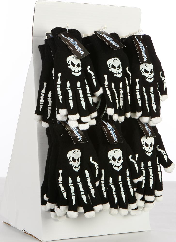 Light Up Skull Gloves 12pc Display