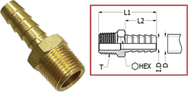 1-4 Pipe To 1-4 Hose Barb Fitt