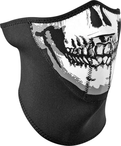 Neoprene 3-panel Half Mask Black Skull Face