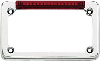 Led License Plate Frame Chrome W-red Lens