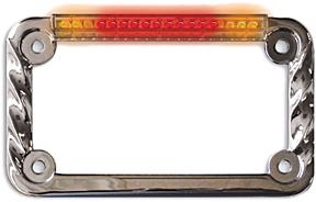 Led License Plate Frame Twisted Chrome W-turn Signals