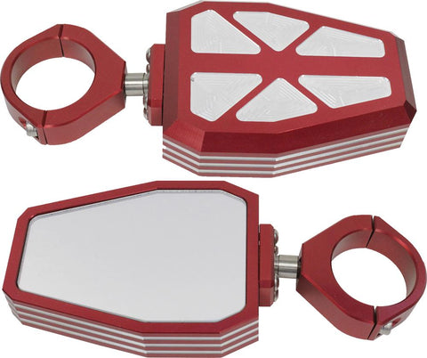 Billet Side Mirrors Diamond Red 1.75"