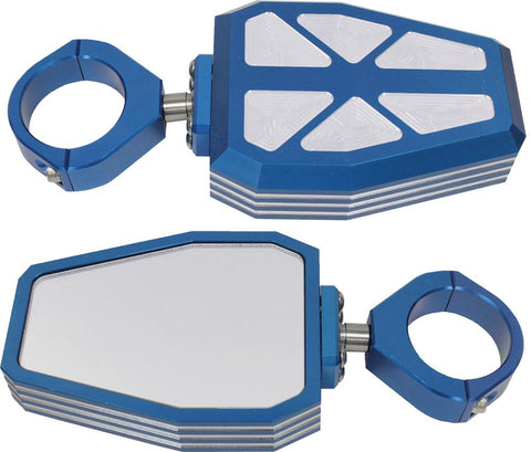 Billet Side Mirrors Diamond Blue 1.75"