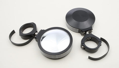 Billet Side Mirrors Round Black 1.75"