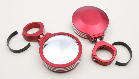 Billet Side Mirrors Round Red 1.75"