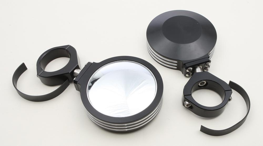Billet Side Mirrors Round Black 2"