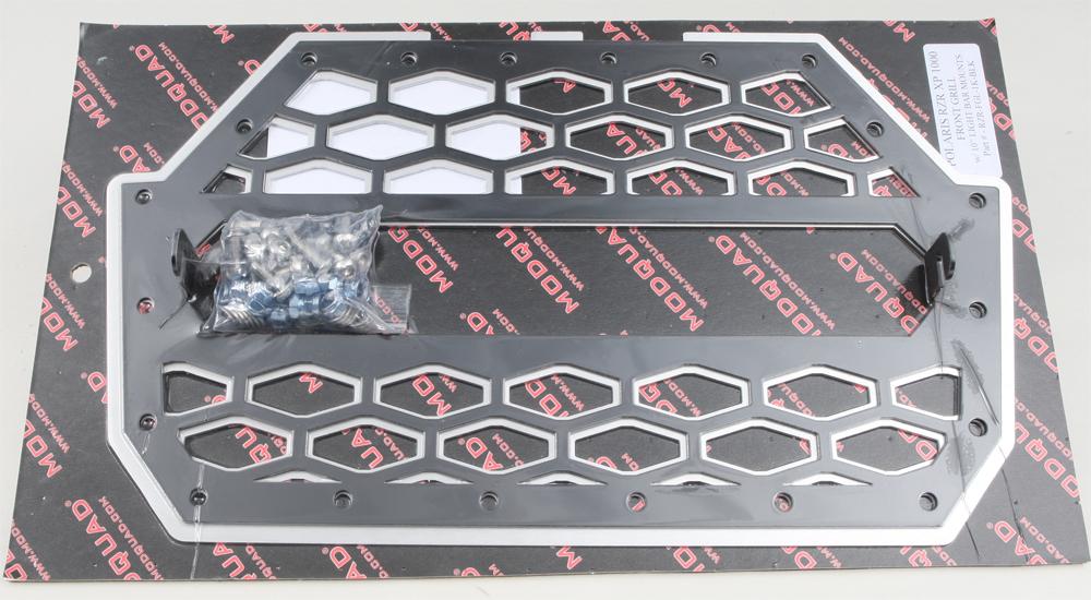 2-panel Front Grill Black-silver W-light Mount