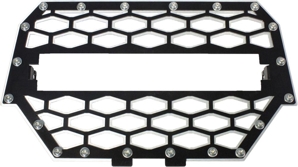 2-panel Front Grill Black-silver W-10" Light Bar