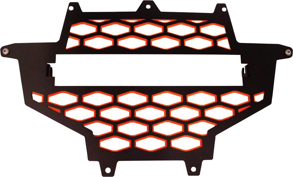 2-panel Front Grill Black-red W-light Mount