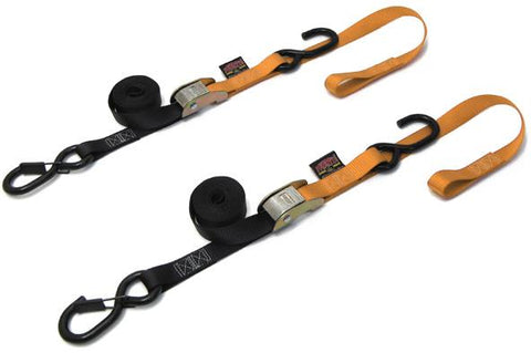 Soft Tye W/Secure Hook Black/Orange 1" 2/Pk