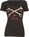 Crossrose V-Neck Tee White 2X