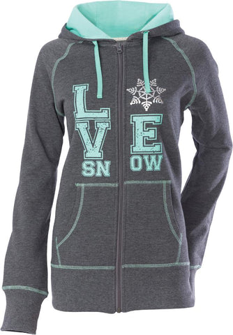 Love Sno Zip Hoodie  Xs Charcoal