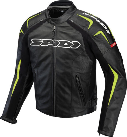 Track Leather Jacket Black-green E56-us46