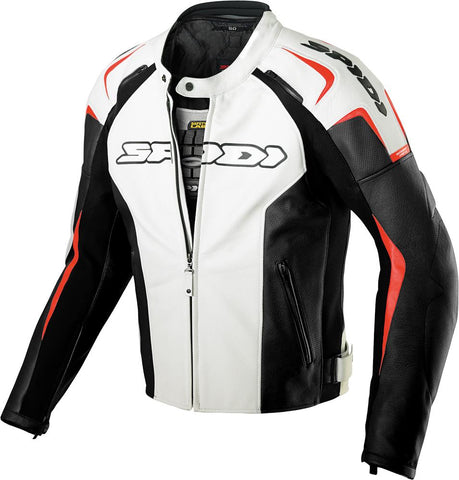 Track Leather Jacket White-red-black E56-us46