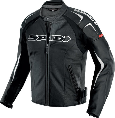 Track Wind Leather Jacket Black-white E54-us44