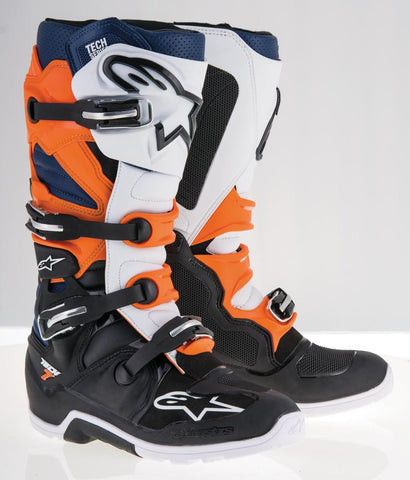 Tech 7 Enduro Boots Black/Orange/White/Blue Sz 14