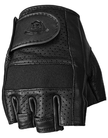 Half Jab Perforated Leather Gloves Black X
