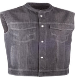 Iron Sights Denim Vest W/Club Collar Blue S