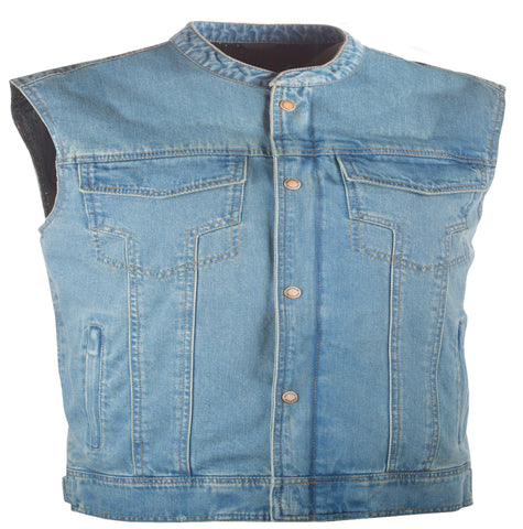 Iron Sights Denim Vest W/Club Collar Blue S