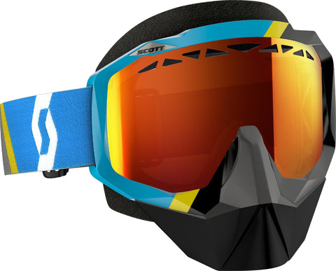 Hustle Snocross Goggle Asym Blue-blk W-yellow Chrome Lens