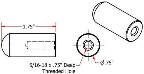 Radius Style Threaded 5-16-18 Long Length Steel Bungs 4-pk
