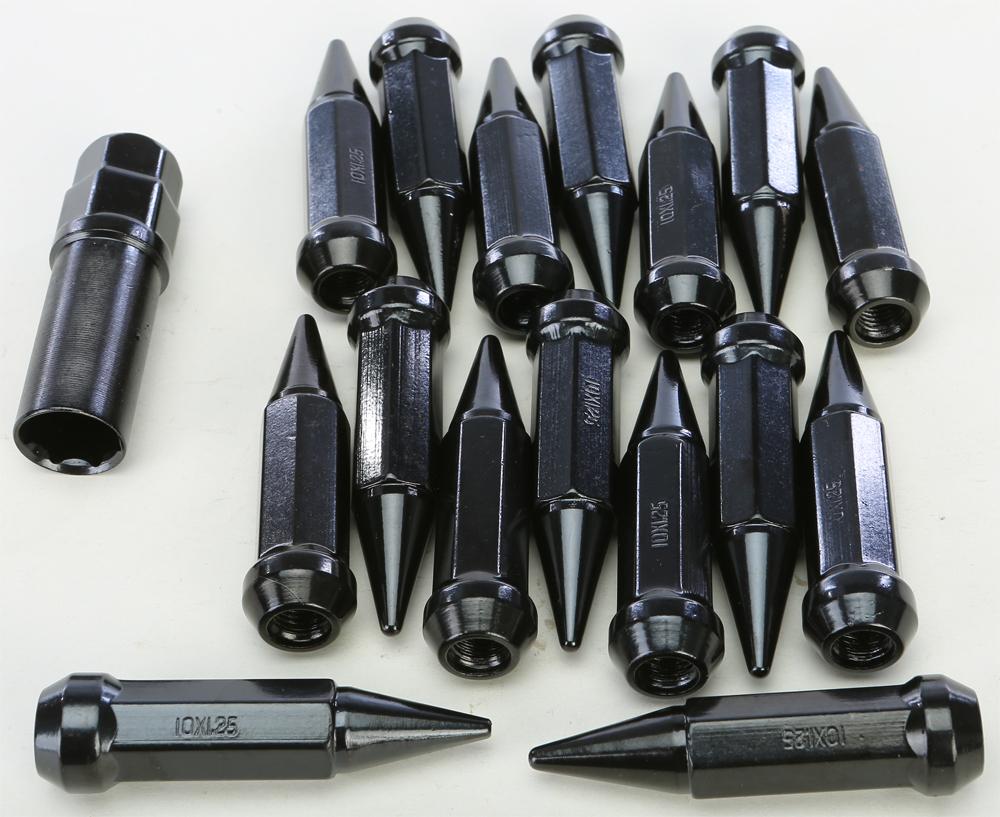 Spike Lug Nut Replacement Part 10mmx1.25 Black Taper W-key