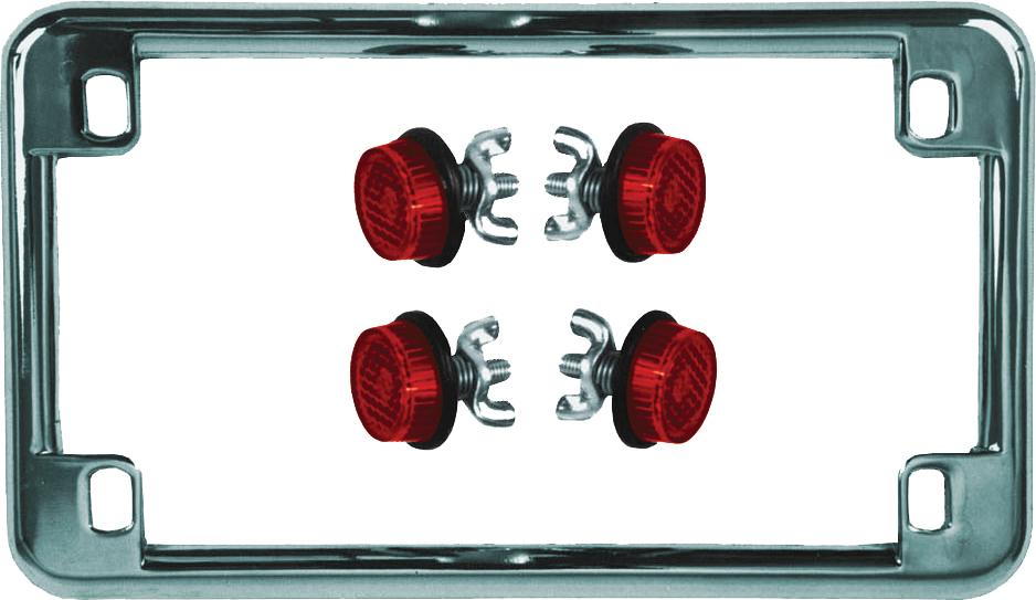 License Plate Frame W-4 Red Re Flectors (chrome)