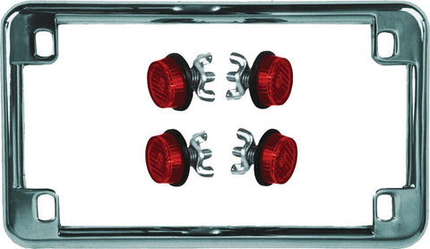 License Plate Frame W-4 Red Re Flectors (chrome)