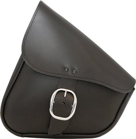 Leather Swingarm Bag Black W-chrome Buckle