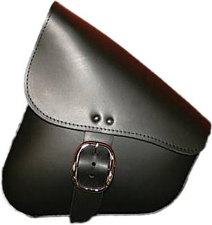 Leather Swingarm Bag Black W-chrome Buckle