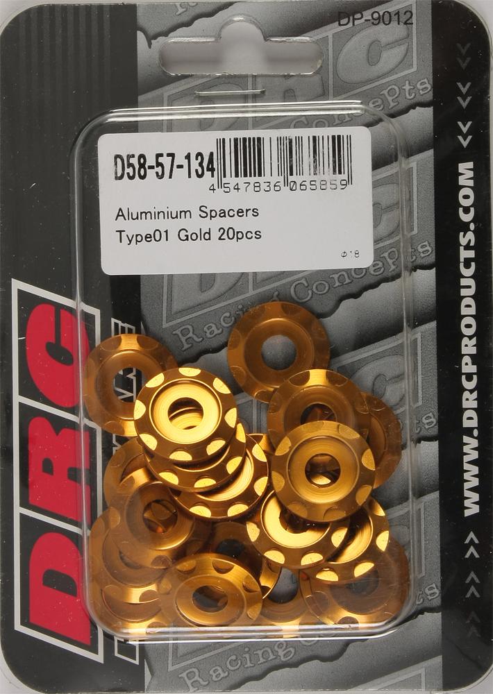 Aluminum Spacers Type 1 Gold M6x12mm 20-pk