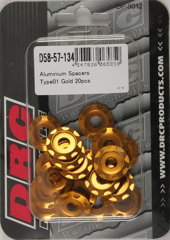Aluminum Spacers Type 1 Gold M6x12mm 20-pk