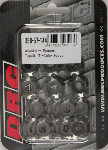 Aluminum Spacers Type 1 Titanium M6x12mm 20-pk