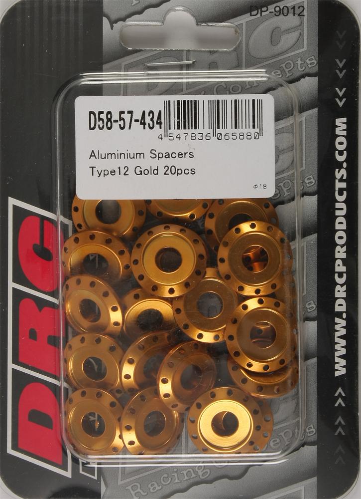 Aluminum Spacers Type 12 Gold M6x12mm 20-pk