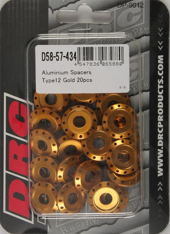 Aluminum Spacers Type 12 Gold M6x12mm 20-pk