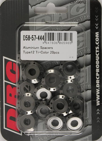 Aluminum Spacers Type 12 Titanium M6x12mm 20-pk