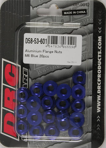 Aluminum Flange Nuts Blue M6x12mm 20-pk