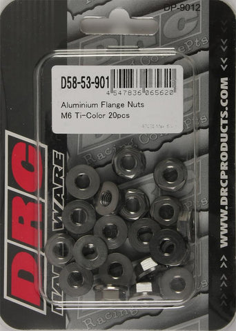 Aluminum Flange Nuts Titanium M6x12mm 20-pk