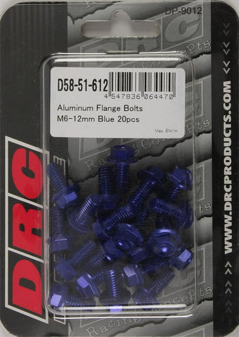Aluminum Flange Bolts Blue M6x12mm 20-pk