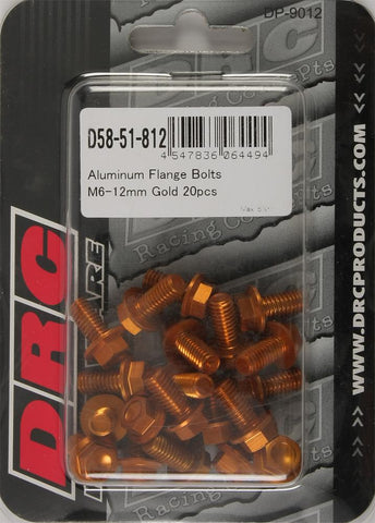 Aluminum Flange Bolts Gold M6x12mm 20-pk