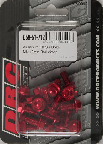Aluminum Flange Bolts Red M6x12mm 20-pk