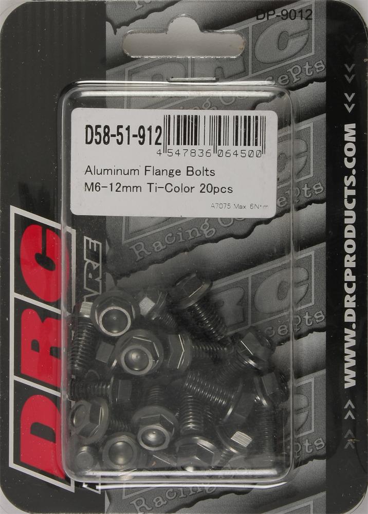 Aluminum Flange Bolts Titanium M6x12mm 20-pk