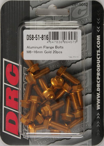 Aluminum Flange Bolts Gold M6x16mm 20-pk