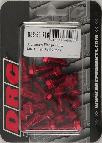 Aluminum Flange Bolts Red M6x16mm 20-pk