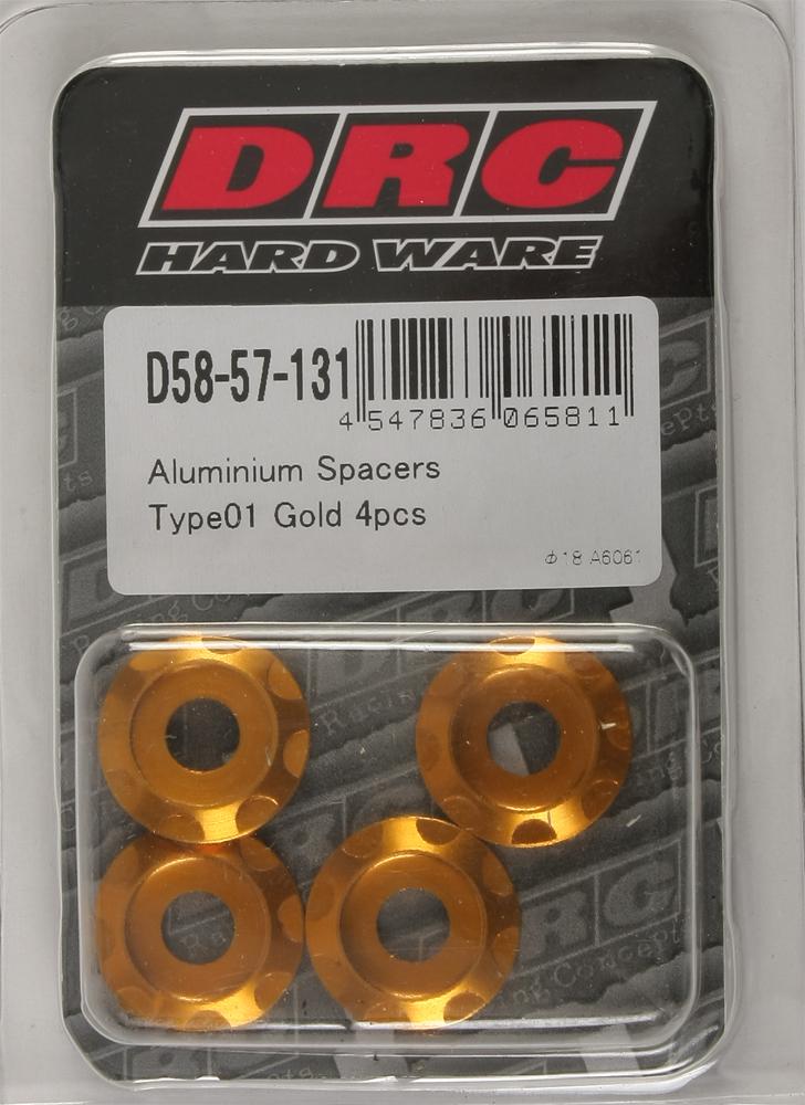 Aluminum Spacers Type 1 Gold M6x12mm 4-pk