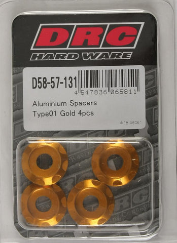 Aluminum Spacers Type 1 Gold M6x12mm 4-pk